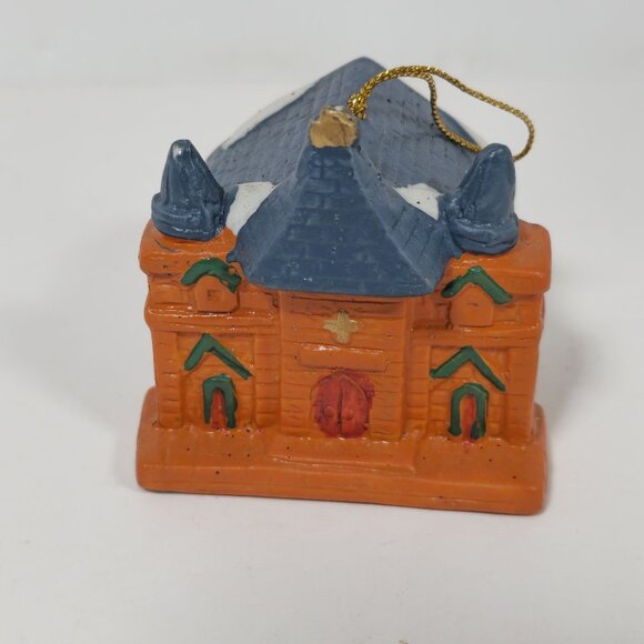Vintage Ceramic Christmas Cottage With Bells Ornament Set - Picture 7 of 16